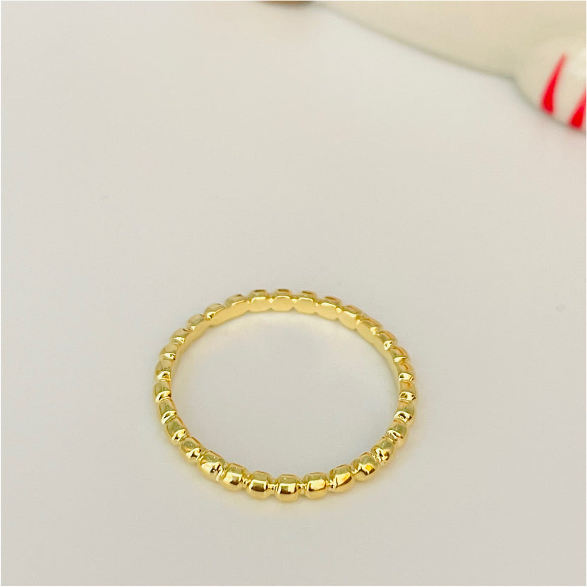 WO08 Anillo Bolitas Anillo Baño Oro Anillos Bañados en Oro y Plata hecho de Bronce Bañado en Oro 18K Joyas Bañadas en Oro
