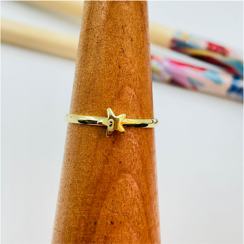 WO22 Anillo 1 Estrella Anillo Baño Oro Anillos Bañados en Oro y Plata hecho de Bronce Bañado en Oro 18K Joyas Bañadas en Oro