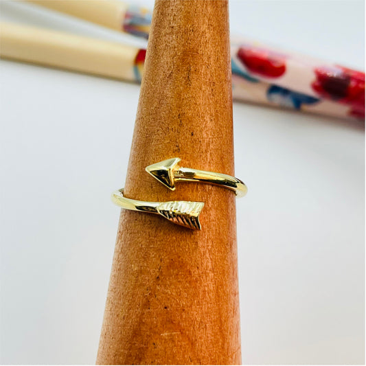 WO23 Anillo Flecha abierto para falange Anillo Baño Oro Anillos Bañados en Oro y Plata hecho de Bronce Bañado en Oro 18K Joyas Bañadas en Oro
