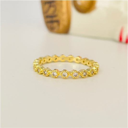 WO28 Anillo Cintillo Circones con borde reticulado tipo Flor Ancho 2 mm Espesor 2 mm Anillo Baño Oro Anillos Bañados en Oro y Plata hecho de Bronce Bañado en Oro 18K Joyas Bañadas en Oro