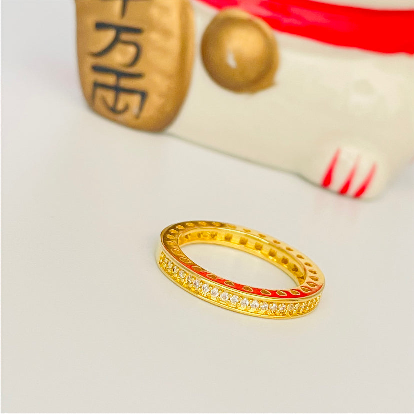 WO31 Anillo Medio Cintillo Circones Corazones calados laterales Ancho 2 mm Espesor 3 mm Anillo Baño Oro Anillos Bañados en Oro y Plata hecho de Bronce Bañado en Oro 18K Joyas Bañadas en Oro