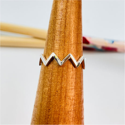 WP02 Zig Zag Anillo Baño Plata Anillos Bañados en Oro y Plata hecho de Bronce Bañado en Plata 50 ml Joyas Bañadas en Plata