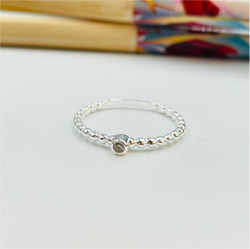 WP04 Bolita con Circón Anillo Baño Plata Anillos Bañados en Oro y Plata hecho de Bronce Bañado en Plata 50 ml Joyas Bañadas en Plata