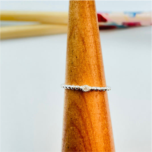 WP04 Bolita con Circón Anillo Baño Plata Anillos Bañados en Oro y Plata hecho de Bronce Bañado en Plata 50 ml Joyas Bañadas en Plata