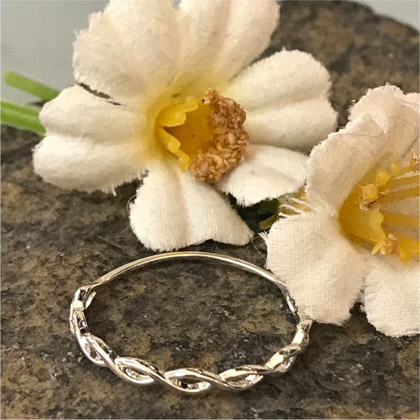 WP07 Trenzado Anillo Baño Plata Anillos Bañadas en Oro y Plata hecho de Bronce Bañado en Plata 50 ml