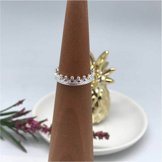 WP12 Anillo Coronita Corazones Mini Anillo Baño Plata Anillos Bañadas en Oro y Plata hecho de Bronce Bañado en Plata 50 ml