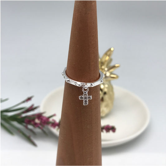 WP13 Anillo Denario Cruz Colgante Circones Versión 2 Anillo Baño Plata Anillos Bañadas en Oro y Plata hecho de Bronce Bañado en Plata 50 ml
