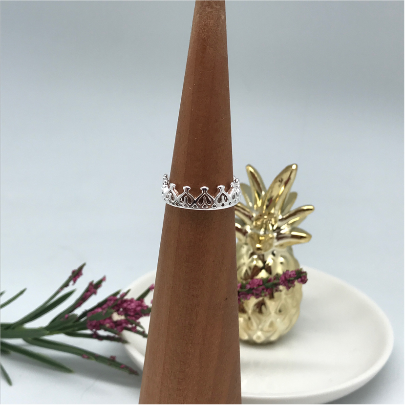 WP15 Anillo Corona Corazones Invertidos Anillo Baño Plata Anillos Bañadas en Oro y Plata hecho de Bronce Bañado en Plata 50 ml