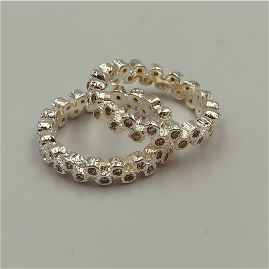 WP16 Anillo Doble Fila Circones Anillo Baño Plata Anillos Bañadas en Oro y Plata hecho de Bronce Bañado en Plata 50 ml