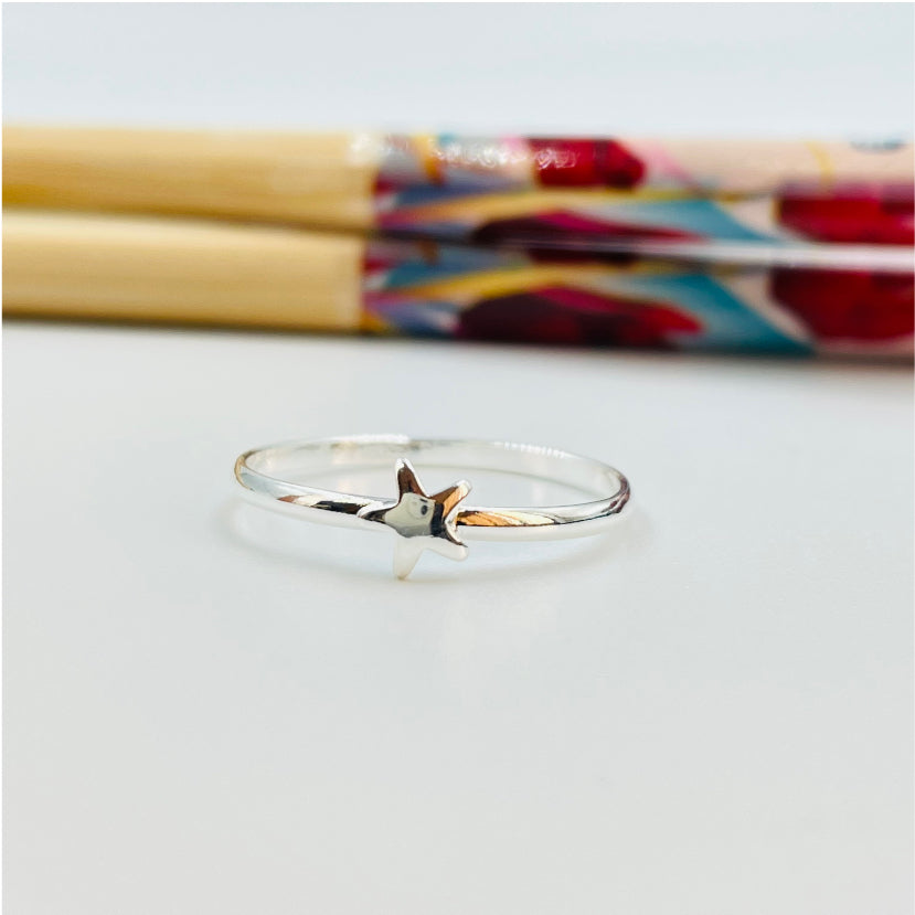 WP22 Anillo 1 Estrella Anillo Baño Plata Anillos Bañados en Oro y Plata hecho de Bronce Bañado en Plata 50 ml Joyas Bañadas en Plata