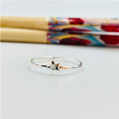 WP22 Anillo 1 Estrella Anillo Baño Plata Anillos Bañados en Oro y Plata hecho de Bronce Bañado en Plata 50 ml Joyas Bañadas en Plata