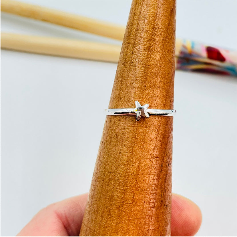 WP22 Anillo 1 Estrella Anillo Baño Plata Anillos Bañados en Oro y Plata hecho de Bronce Bañado en Plata 50 ml Joyas Bañadas en Plata