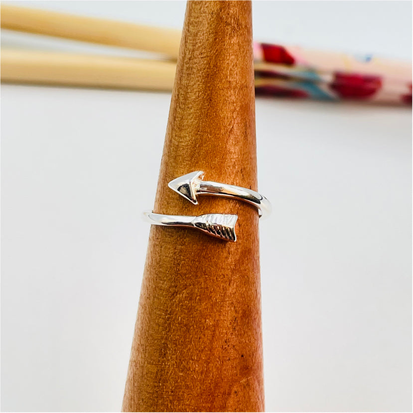 WP23 Anillo Flecha abierto para falange Anillo Baño Plata Anillos Bañados en Oro y Plata hecho de Bronce Bañado en Plata 50 ml Joyas Bañadas en Plata