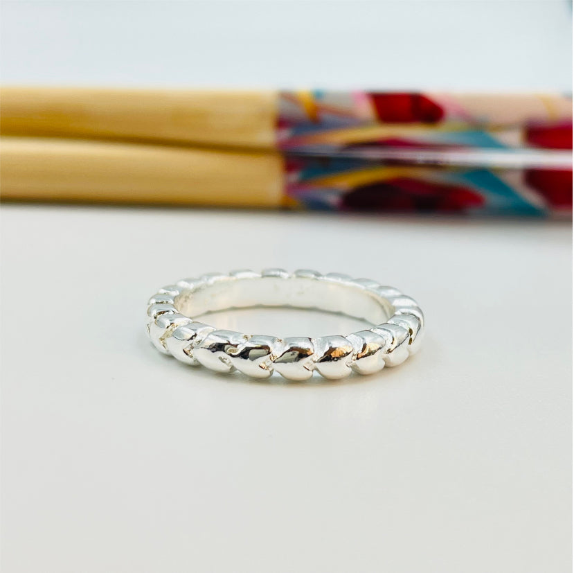 WP24 Anillo Completo de Corazones Anillo Baño Plata Anillos Bañados en Oro y Plata hecho de Bronce Bañado en Plata 50 ml Joyas Bañadas en Plata