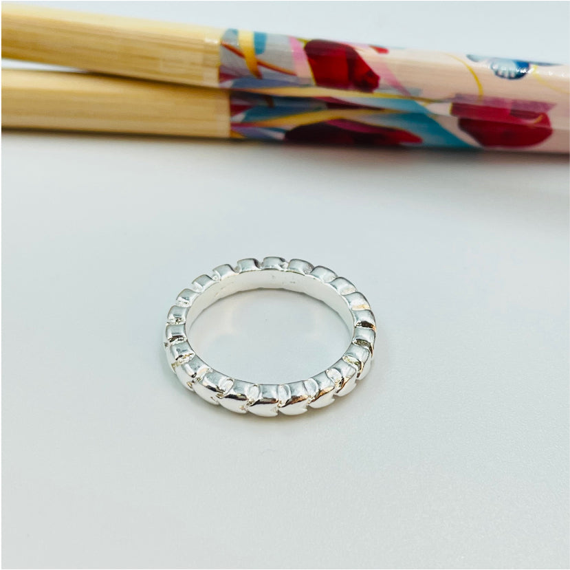 WP24 Anillo Completo de Corazones Anillo Baño Plata Anillos Bañados en Oro y Plata hecho de Bronce Bañado en Plata 50 ml Joyas Bañadas en Plata