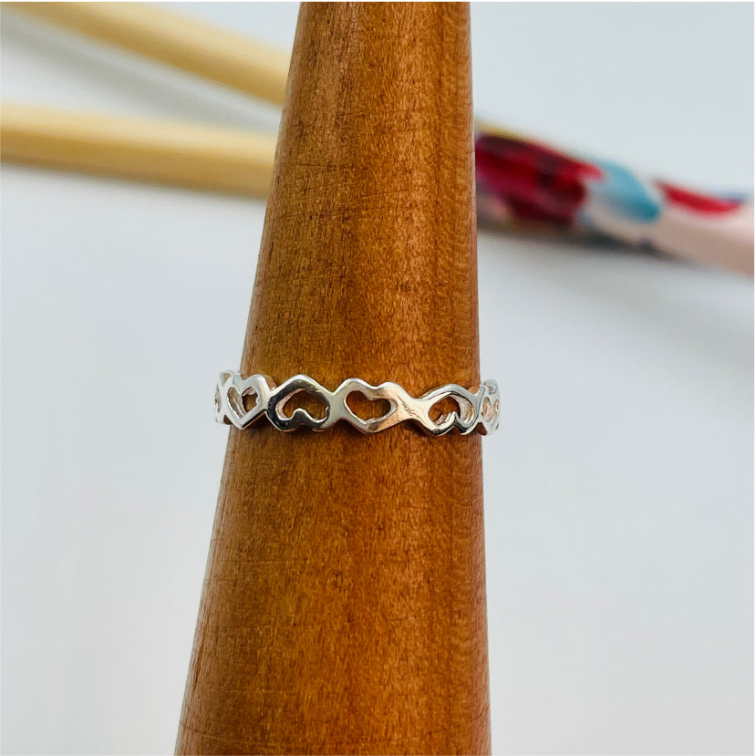 WP25 Anillo Corazones Calados Anillo Baño Plata Anillos Bañados en Oro y Plata hecho de Bronce Bañado en Plata 50 ml Joyas Bañadas en Plata