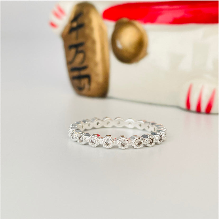 WP28 Anillo Cintillo Circones con borde reticulado tipo Flor Ancho 2 mm Espesor 2 mm Anillo Baño Plata Anillos Bañados en Oro y Plata hecho de Bronce Bañado en Plata 50 ml Joyas Bañadas en Plata