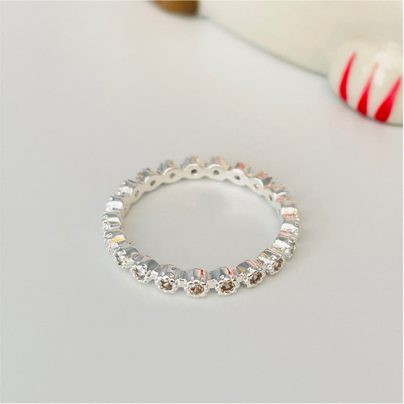 WP28 Anillo Cintillo Circones con borde reticulado tipo Flor Ancho 2 mm Espesor 2 mm Anillo Baño Plata Anillos Bañados en Oro y Plata hecho de Bronce Bañado en Plata 50 ml Joyas Bañadas en Plata