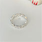WP36 Anillo Corazones Calados Borde liso y borde reticulado y circones Ancho 5 mm Anillo Baño Plata Anillos Bañados en Oro y Plata hecho de Bronce Bañado en Plata 50 ml Joyas Bañadas en Plata