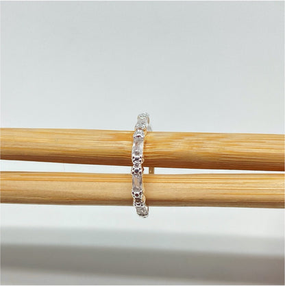 WP44 Anillo Circones Baguette y circones redondo alternados Ancho Argolla 2 mm Anillo Baño Plata Anillos Bañados hecho de Bronce Bañado en Plata 50 ml Joyas Bañadas en Plata