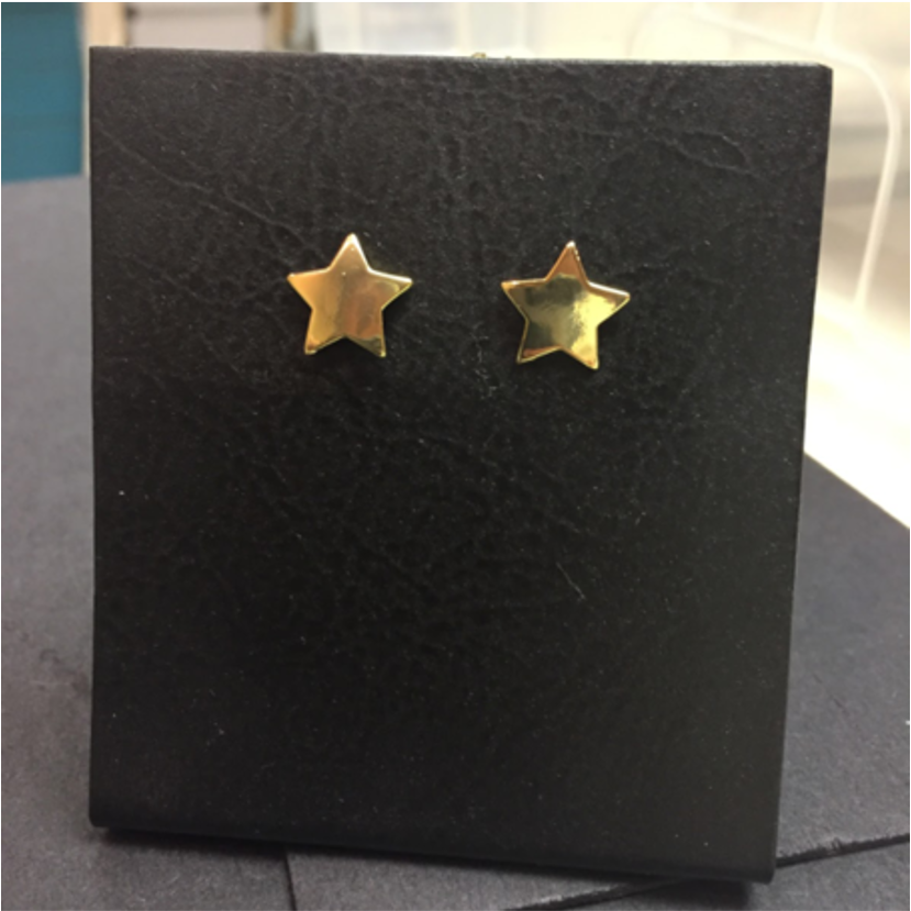 XO06 12 mm Estrella Grande Aro Baño Oro Aros Bañados en Oro y Plata hecho de Bronce Bañado en Oro 18K