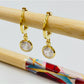 XO103 Argolla c Circón Redondo Aro Baño Oro Aros Bañados hecho de Bronce Bañado en Oro 18K Joyas Bañadas en Oro