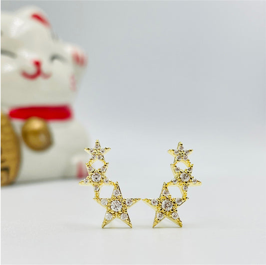 XO106 Aro Estrella Trepadora Circones Aro Baño Oro Aros Bañados en Oro y Plata hecho de Bronce Bañado en Oro 18K