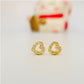 XO136 Aro Corazon Mini Calado con circones 8 x 6 mm Aro Baño Oro Aros Bañados en Oro y Plata hecho de Bronce Bañado en Oro 18K Joyas Bañadas en Oro
