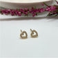 XO136 Aro Corazon Mini Calado con circones 8 x 6 mm Aro Baño Oro Aros Bañados en Oro y Plata hecho de Bronce Bañado en Oro 18K Joyas Bañadas en Oro