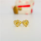 XO136 Aro Corazon Mini Calado con circones 8 x 6 mm Aro Baño Oro Aros Bañados en Oro y Plata hecho de Bronce Bañado en Oro 18K Joyas Bañadas en Oro