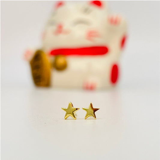 XO143 Aro Mini Estrella Lisa 4.5 mm Aro Baño Oro Aros Bañados en Oro y Plata hecho de Bronce Bañado en Oro 18K