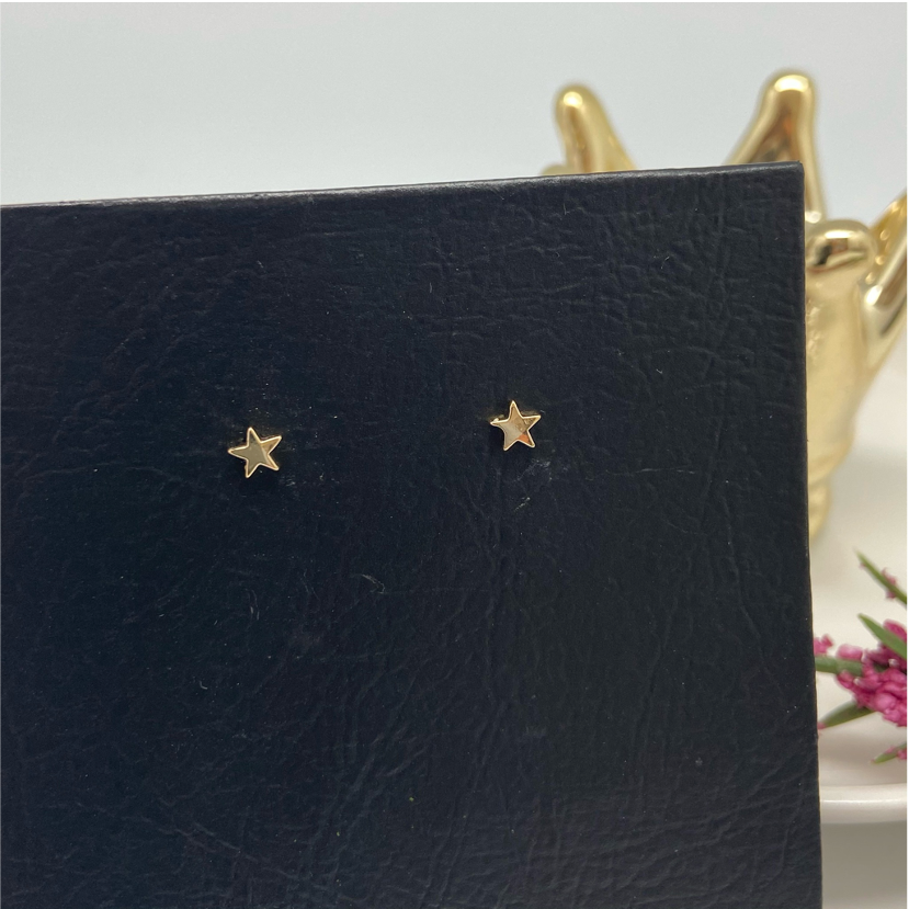 XO143 Aro Mini Estrella Lisa 4.5 mm Aro Baño Oro Aros Bañados en Oro y Plata hecho de Bronce Bañado en Oro 18K
