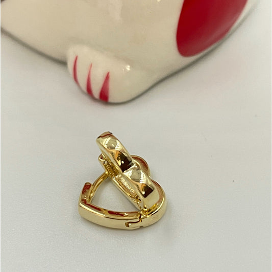 XO154 Aro Argolla Corazón de Presión 12x10 mm ancho 2 mm Aro Baño Oro Aros Bañados en Oro y Plata hecho de Bronce Bañado en Oro 18K Joyas Bañadas en Oro