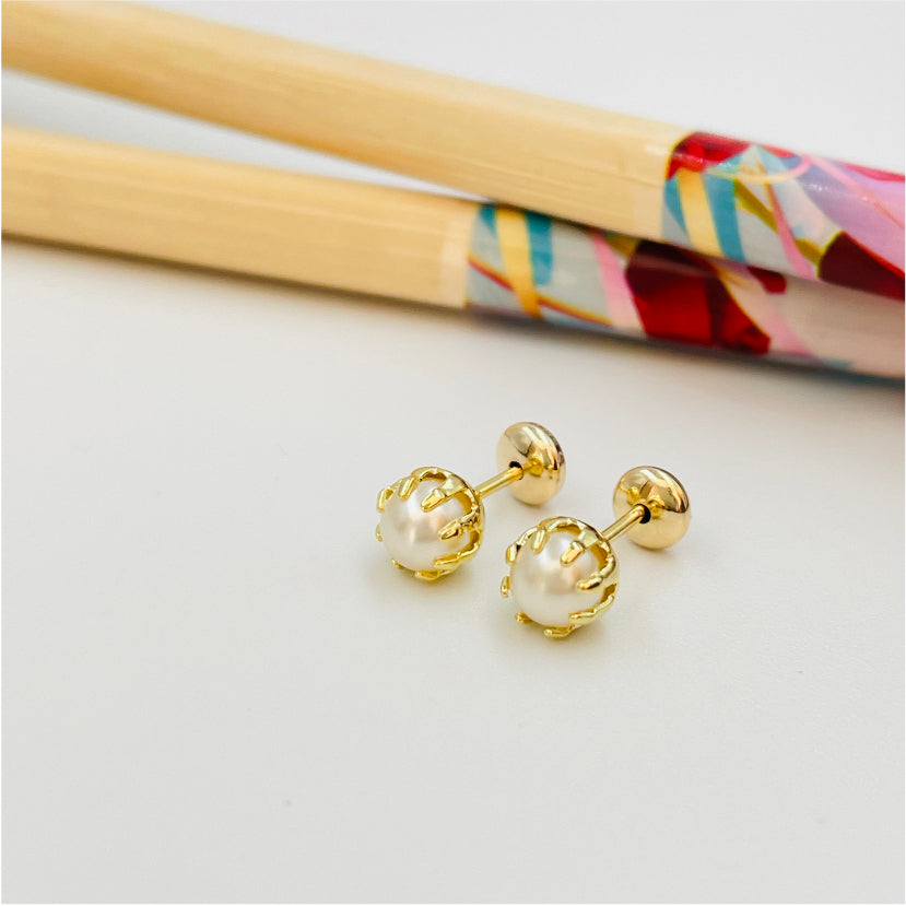 XO162 Aro Perla dia. 5 mm con tope cerrado Aro Baño Oro Aros Bañados en Oro y Plata hecho de Bronce Bañado en Oro 18K Joyas Bañadas en Oro