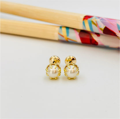 XO162 Aro Perla dia. 5 mm con tope cerrado Aro Baño Oro Aros Bañados en Oro y Plata hecho de Bronce Bañado en Oro 18K Joyas Bañadas en Oro