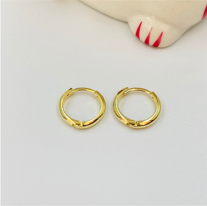 XO178 Argolla Presión 13 mm Aro Baño Oro Aros Bañados en Oro y Plata hecho de Bronce Bañado en Oro 18K