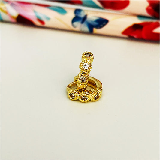XO180 Aro Argolla 3 Circones en borde rutilado 9 mm Aro Baño Plata Aros Bañados en Oro y Plata hecho de Bronce Bañado en Oro 18K Joyas Bañadas en Oro