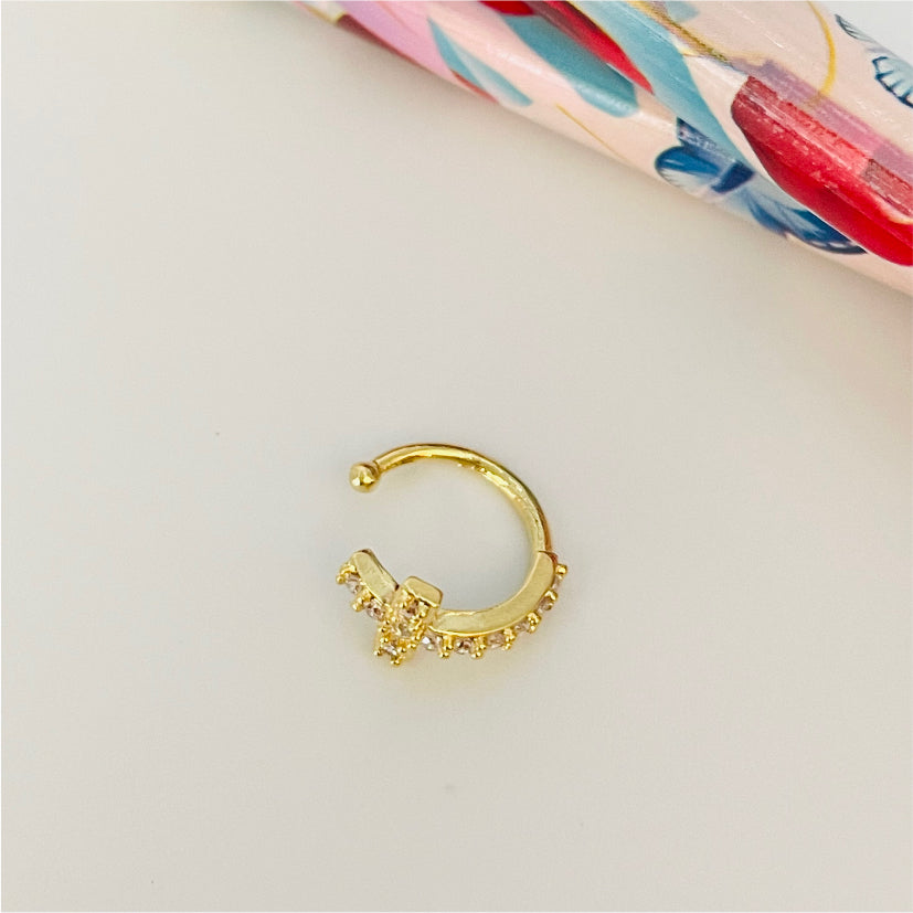 XO181 Cuff Cruz con Circones 10 mm Aro Baño Oro Aros Bañados en Oro y Plata hecho de Bronce Bañado en Oro 18K Joyas Bañadas en Oro