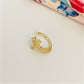 XO181 Cuff Cruz con Circones 10 mm Aro Baño Oro Aros Bañados en Oro y Plata hecho de Bronce Bañado en Oro 18K Joyas Bañadas en Oro