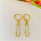 XO194 Aro argollita con alfiler de gancho largo total 32 mm ancho alfiler 6 mm Aro Baño Oro Aros Bañados en Oro y Plata hecho de Bronce Bañado en Oro 18K Joyas Bañadas en Oro