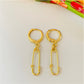 XO194 Aro argollita con alfiler de gancho largo total 32 mm ancho alfiler 6 mm Aro Baño Oro Aros Bañados en Oro y Plata hecho de Bronce Bañado en Oro 18K Joyas Bañadas en Oro