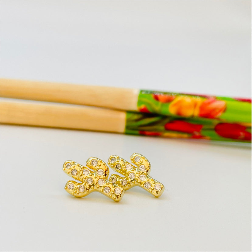 XO196 Aro Cactus con Circones 14x8 mm Aro Baño Oro Aros Bañados en Oro y Plata hecho de Bronce Bañado en Oro 18K Joyas Bañadas en Oro