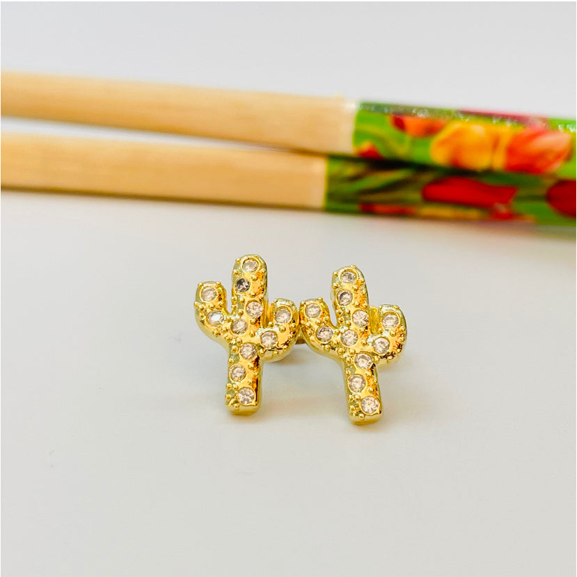 XO196 Aro Cactus con Circones 14x8 mm Aro Baño Oro Aros Bañados en Oro y Plata hecho de Bronce Bañado en Oro 18K Joyas Bañadas en Oro