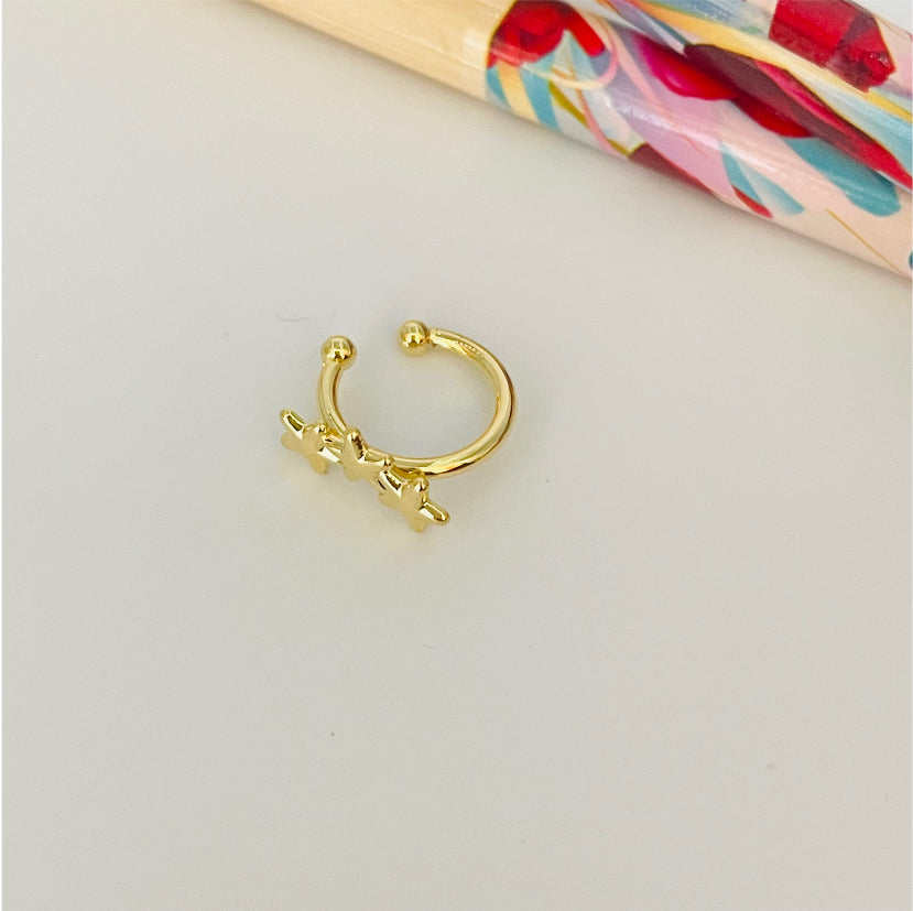 XO201 Cuff Estrellas Triple Aro Baño Oro Aros Bañados en Oro y Plata hecho de Bronce Bañado en Oro 18K Joyas Bañadas en Oro