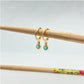 XO236 Aro Argollita con Punto de Luz Color Verde Turmalina Argolla 12 mm Colgante 4 mm Aro Baño Plata Aros Bañados hecho de Bronce Bañado en Oro 18K Joyas Bañadas en Oro