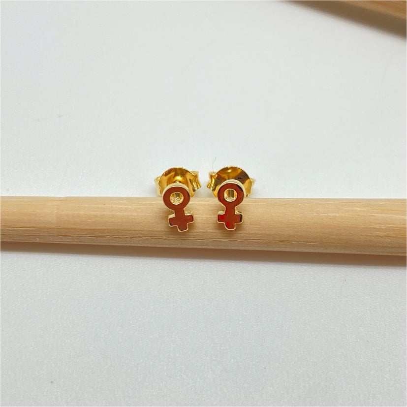 XO256 Aro Símbolo Sexo 6x3 mm Aro Baño Oro Aros Bañados hecho de Bronce Bañado en Oro 18K Joyas Bañadas en Oro