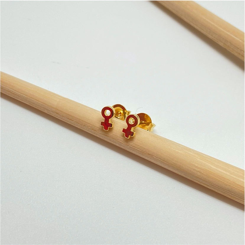 XO256 Aro Símbolo Sexo 6x3 mm Aro Baño Oro Aros Bañados hecho de Bronce Bañado en Oro 18K Joyas Bañadas en Oro