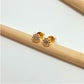 XO264 Aro Punto de Luz borde con mini Bolitas Circón Aguamarina Diá. 5 mm Aro Baño Oro Aros Bañados hecho de Bronce Bañado en Oro 18K Joyas Bañadas en Oro