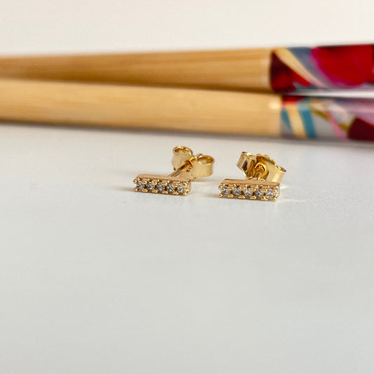 XO309 Aro barrita con 5 circones 6 x 1.8 mm espesor 2 mm Aro Baño Oro Aros Bañados hecho de Bronce Bañado en Oro 18K Joyas Bañadas en Oro