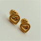 XO53 Aro Detente Sagrado Corazón 14x9 mm Aro Baño Oro Aros Bañados en Oro y Plata hecho de Bronce Bañado en Oro 18K Joyas Bañadas en Oro